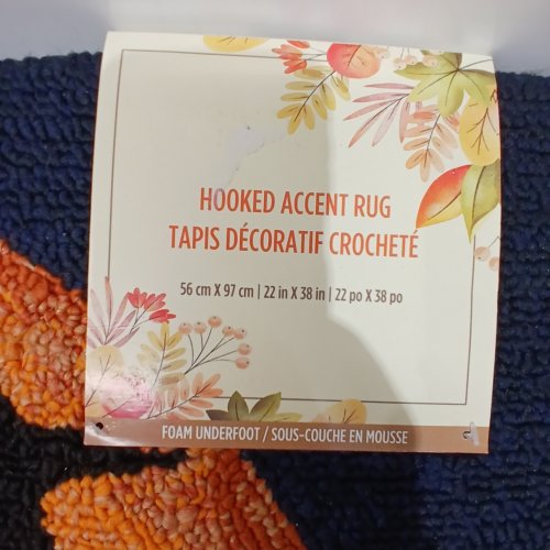 HOOKED ACCENT RUG HALLOWEEN THEMED ENTRYWAY MAT - 22" X 38" - ORANGE, NAVY, AND BLACK (ITEM: 1796317) image 2