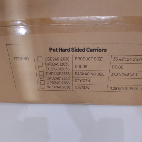 ZOMISIA HARD SIDED COLLAPSIBLE PET KENNEL - 36" X 24" X 26" - BEIGE image 2