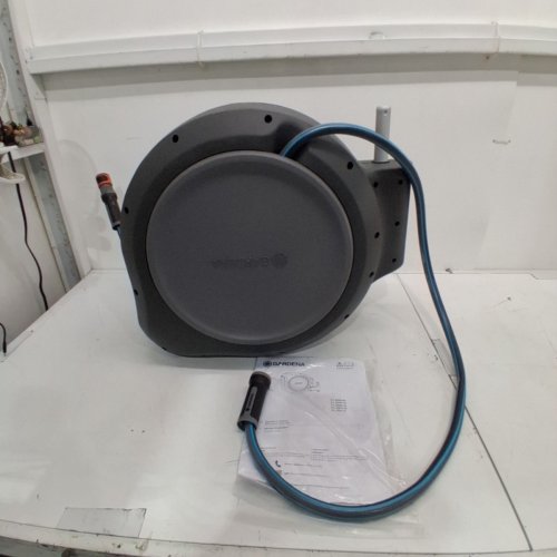 GARDENA ROLLUP WALL MOUNTED RETRACTABLE GARDEN HOSE REEL - 75FT - GRAY/BLUE - (MODEL: 20502-80) image 2