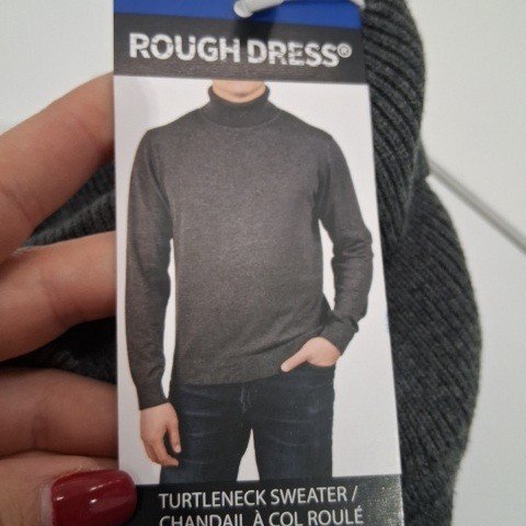 MEN'S ROUGH DRESS COTTON BLENDED LONG SLEEVE TURTLENECK PULLOVER - LARGE - GREY (STYLE: 1930080) image 2
