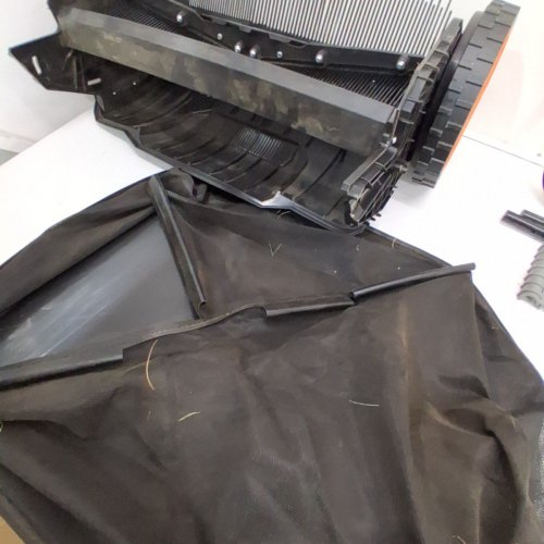HEAVY DUTY PUSH LAWN SWEEPER WITH MESH COLLECTION HOPPER BAG - 21" - BLACK/ORANGE (MODEL: S19-001A) image 3