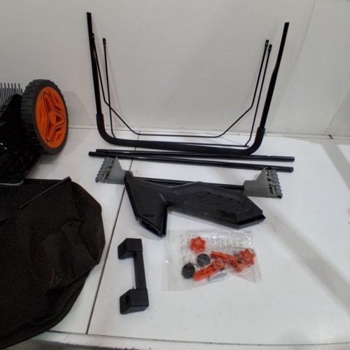 HEAVY DUTY PUSH LAWN SWEEPER WITH MESH COLLECTION HOPPER BAG - 21" - BLACK/ORANGE (MODEL: S19-001A) image 4