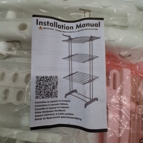 HOMIDEC CLOTHES DRYING RACK, OVERSIZED 4-TIER FOLDABLE - 68" X 30"- WHITE image 3