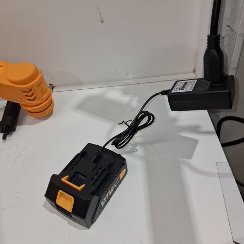 KIHOPLLY HEAVY DUTY CORDLESS ELECTRIC GRASS TRIMMER, WEED WACKER, LAWN EDGER, BRUSH CUTTER WITH BLADES, 2 BATTERIES, CHARGER - 20000 RPM - 21V - 6" - 33.5" X 5.9" - YELLOW (MODEL: B0F9PL5GLJ) image 2