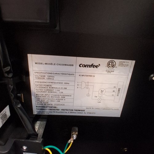 COMFEE' UNDER CABINET DUCTED/DUCTLESS CONVERTIBLE SLIM VENT RANGE HOOD, WITH 3 SPEED EXHAUST FAN AND 2 LED LIGHTS-30" -BLACK-(MODEL:CVU30W4ABB) image 6