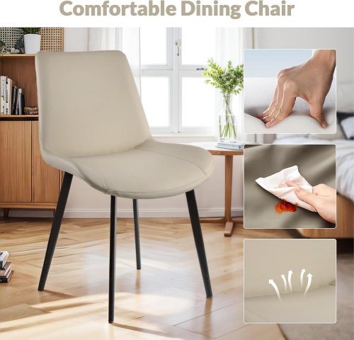 4PK AMOUNICOUPHOLSTERED CHAIRS - 20.5" X 22.8" X 32.7", 300LBS CAP - WHITE (MODEL: UHC002WH4) image 2