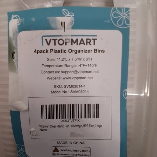 4PK VTOPMART CLEAR STORAGE BINS - 11.2" X 7.5" X 6" - CLEAR - (MODEL: SVM03014) image 2