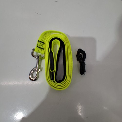 LED HIGH VISIBILITY USB RECHARGEABLE PET LEASH - 4FT - NEON GREEN image 3