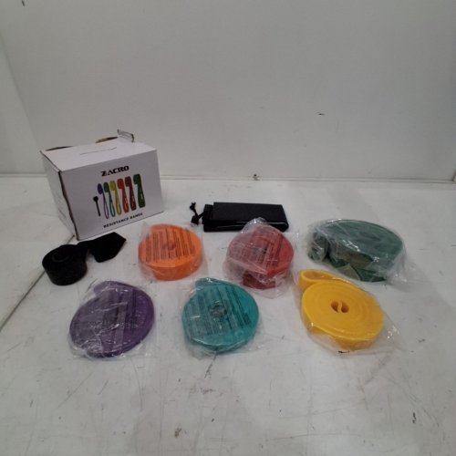 7PC ZACRO RESISTANCE BANDS SET - 10LBS - 170LBS - MULTICOLOUR (MODEL: RB01) image 2