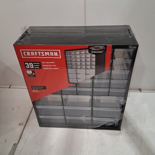 CRAFTSMAN 39-DRAWER PLASTIC SMALL PARTS ORGANIZER - 16" X 14" - BLACK/CLEAR - (MODEL: CMST40739) image 2