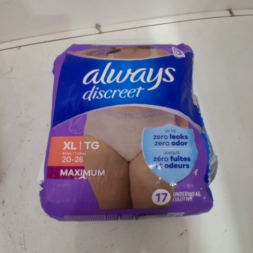 17PK WOMENS ALWAYS DISCREET INCONTINENCE UNDERWEAR - MAXIMUM ABSORBENCY - EXTRA LARGE image 3