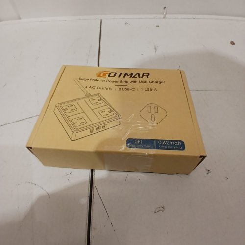 GOTMAR FLAT PLUG POWER BAR WITH USB C - 5FT - WHITE (MODEL: WT-2301-PL) image 3