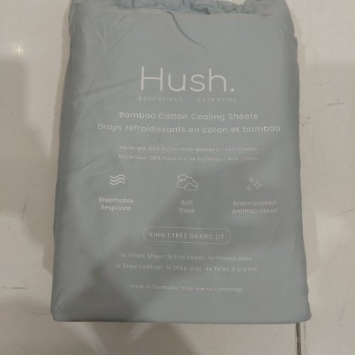6PC HUSH ESSENTIALS - BAMBOO COTTON COOLING SHEETS - KING - PALE TEAL image 2
