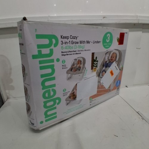 INGENUITY KEEP COZY 3-IN-1 GROW WITH ME VIBRATING BABY BOUNCER SEAT & ROCKER - 6-40LBS - LINDEN (MODEL: 17499) image 2