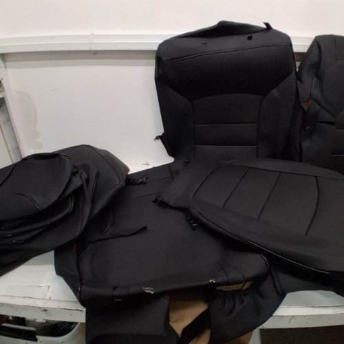 16PC EKR LEATHER WATERPROOF CAR SEAT COVERS - FITS SELECTED RAM 1500 MODELS - BLACK image 5