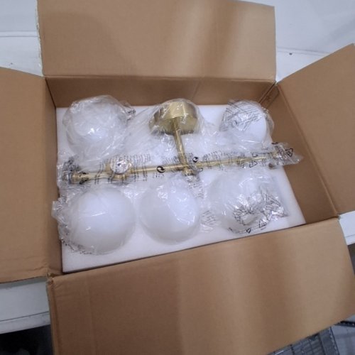 ARTMOONLIGHT 5-LIGHT BATHROOM VANITY CEILING FIXTURES WITH MILK GLOBE GLASS- SUITABLE FOR DIMMING & NON-DIMMING LED G9 BULBS, 10W- 27" X 10"- GOLD/WHITE (MODEL:‎8918-5G) image 2