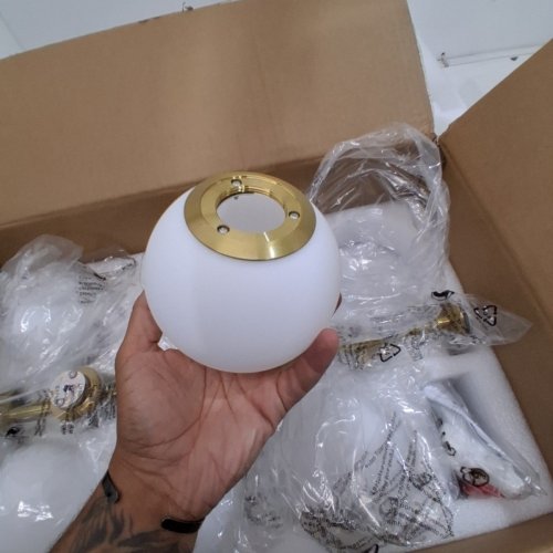 ARTMOONLIGHT 5-LIGHT BATHROOM VANITY CEILING FIXTURES WITH MILK GLOBE GLASS- SUITABLE FOR DIMMING & NON-DIMMING LED G9 BULBS, 10W- 27" X 10"- GOLD/WHITE (MODEL:‎8918-5G) image 3