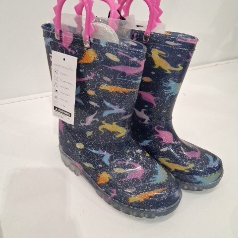 KID'S DINOSAUR PRINT RAIN BOOTS - SIZE 13 (31) - NAVY MULTICOLOR image 2