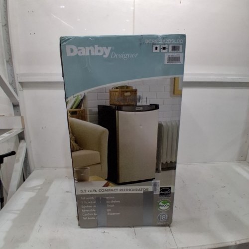DANBY DESIGNER COMPACT REFRIGERATOR FRIDGE WITH FREEZER SECTION - 3.2 CU.FT - BLACK/STAINLESS STEEL (MODEL: DCR032A2BSLDD) image 4