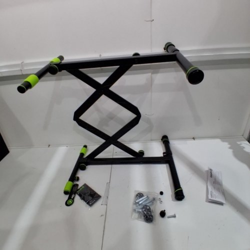 GRAVITY KS AKS 01 B FOLDABLE KEYBOARD STAND WITH SCISSOR MECHANISM - 110LBS CAP - BLACK/GREEN (MODEL: GR-GKSAKS01B) image 5