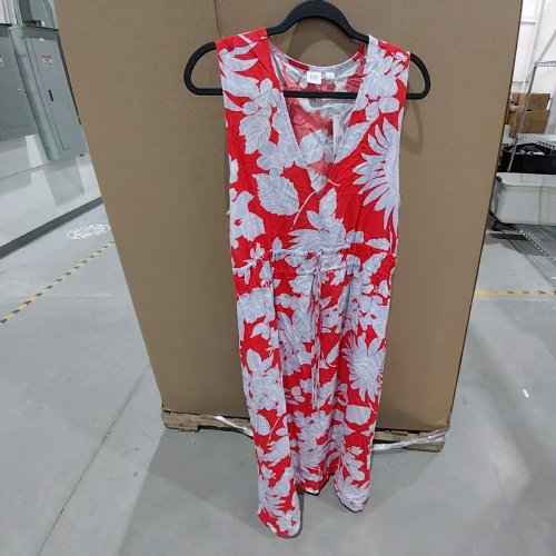 WOMEN'S GAP SLEEVELESS FLORAL TIE-FRONT MAXI DRESS - LARGE - RED / WHITE (ITEM: 1174898-01-4 0003) image 2