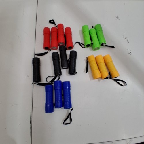 17PK LED MINI FLASHLIGHTS - RED, GREEN, BLACK, YELLOW, BLUE image 2