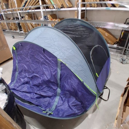 RIVENLO DOUBLE LAYER WATERPROOF POP-UP CAMPING TENT WITH CARRYING BAG - FITS 5-6 PEOPLE - BLUE/GREY image 2