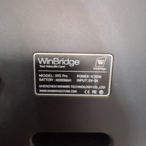 WINBRIDGE PORTABLE PA SYSTEM - 30W, 4000 MAH -5.1" X 6.3" X 3.5"- BLACK (MODEL: S93 PRO) image 3