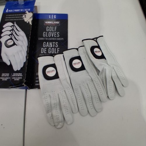 3PK KIRKLAND SIGNATURE PREMIUM CABRETTA LEATHER GOLF GLOVES - LEFT HAND - LARGE - WHITE (MODEL: 1819560) image 3