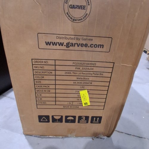 GARVEE DUAL COMPARTMENT RECYCLING THIN LID PEDAL BIN - 2 X 40 L - MATTE BLACK image 3