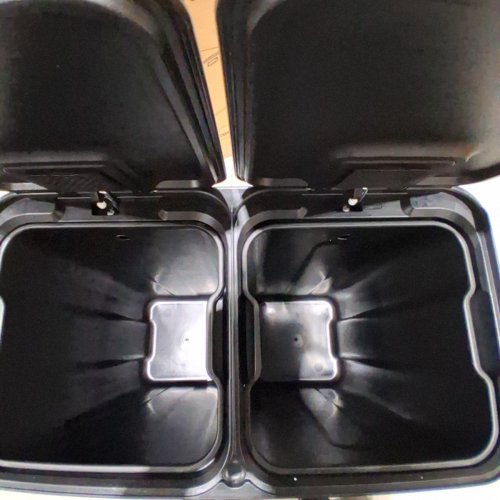 GARVEE DUAL COMPARTMENT RECYCLING THIN LID PEDAL BIN - 2 X 40 L - MATTE BLACK image 4