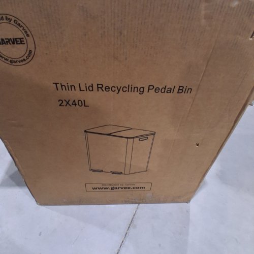 GARVEE DUAL COMPARTMENT RECYCLING THIN LID PEDAL BIN - 2 X 40 L - MATTE BLACK image 5