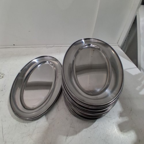45PK OVAL SERVING TRAY- 8" X 5" - SILVER image 2