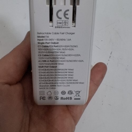 HAIALKIN RETRACTABLE CABLE WALL CHARGER - 67W - WHITE (T36) image 3