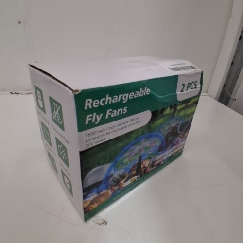 2PK RECHARGEABLE FLY FANS FOR OUTDOOR TABLES - 1800MAH- BLACK image 3