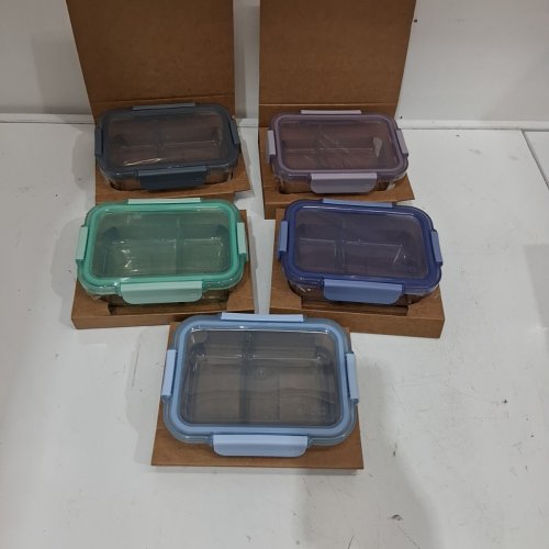 10PC ELLO COLOUR LOCK DIVIDED GLASS MEAL PREP SET - 800ML - MULTICOLOUR (MODEL: 1901809) image 3