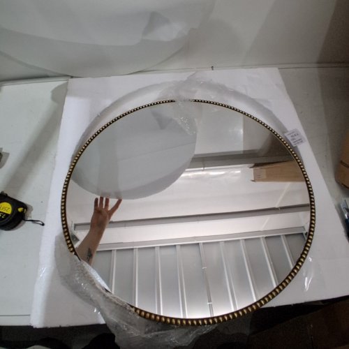 ROUND ANTIQUE MIRROR - 24" - GOLD image 3