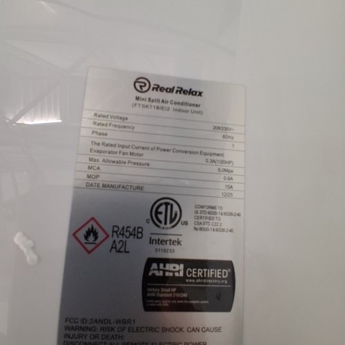 REAL RELAX MINI SPLIT AIR CONDITIONER INDOOR UNIT ONLY - 208/230 V - 18000BTU - WHITE (MODEL: FTSKT18IE12) image 2