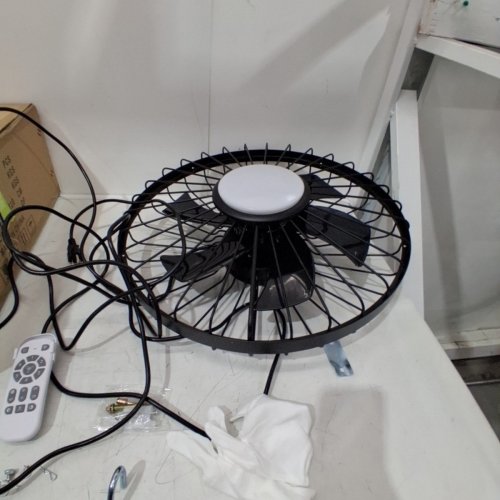 DEPULEY OUTDOOR CEILING FAN WITH LIGHT WATERPROOF PLUG IN REMOTE - 20" 120V - BLACK/BROWN (MODEL: WS-FPZ192-18C-BR) image 3