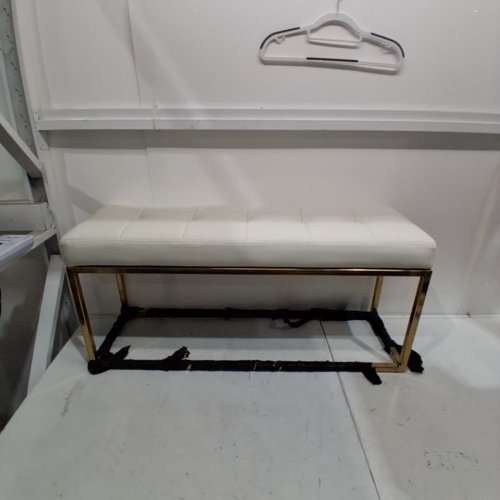 HEAVENLY COLLECTION LEATHER ENTRYWAY OTTOMAN BENCH - 39'' - GOLD/WHITE image 2