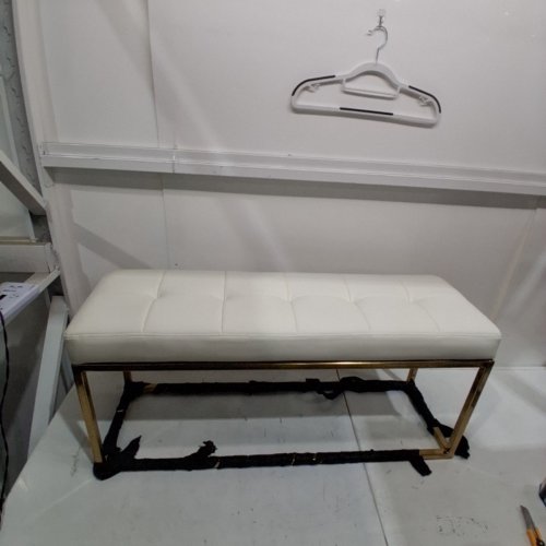HEAVENLY COLLECTION LEATHER ENTRYWAY OTTOMAN BENCH - 39'' - GOLD/WHITE image 5