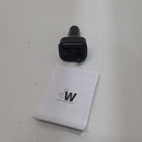 JUST WIRELESS BLUETOOTH FM TRANSMITTER WITH USB-A AND USB-C CHARGING PORTS AND BASS BOOSTER - 30W - BLACK (MODEL: 20088) image 2