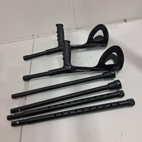 VEVOR LIGHTWEIGHT ALUMINUM FOREARM FOLDING MEDICAL CRUTCHES WITH 11-LEVEL ADJUSTABLE HEIGHT & 4-LEVEL UPPER CUFF - 55" TO 70" - BLACK (MODEL: FBL580319) image 2