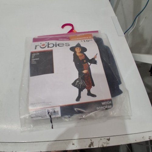 GIRL'S RUBIES WITCH COSTUME - MEDIUM (8/10) - BLACK/ORANGE (STYLE: SORCERESS) image 2
