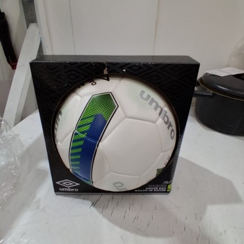 UMBRO TEMPEST SOCCER BALL - SIZE 5 - WHITE / BLUE / GREEN (STYLE: TEMPEST) image 3