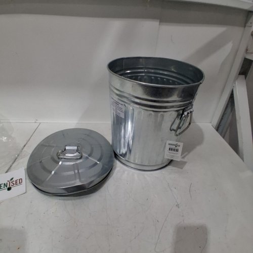 GARDENISED ROUND METAL GALVANIZED STEEL GARBAGE/TRASH CAN WITH LID - 7GAL - SILVER (MODEL: 651355047501) image 3