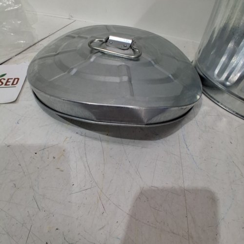 GARDENISED ROUND METAL GALVANIZED STEEL GARBAGE/TRASH CAN WITH LID - 7GAL - SILVER (MODEL: 651355047501) image 4