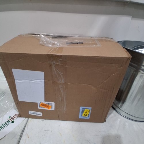 GARDENISED ROUND METAL GALVANIZED STEEL GARBAGE/TRASH CAN WITH LID - 7GAL - SILVER (MODEL: 651355047501) image 5
