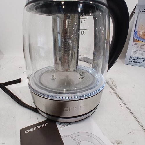 CHEFMAN DUAL-GLASS COOL TOUCH DIGITAL KETTLE WITH TEA INFUSER - 1500W - 1.7L - STAINLESS STEEL/BLACK (MODEL: RJ11-17-CTI-DG/1992747) image 2