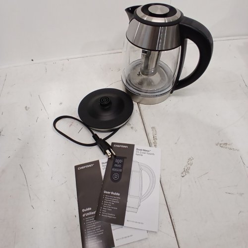 CHEFMAN DUAL-GLASS COOL TOUCH DIGITAL KETTLE WITH TEA INFUSER - 1500W - 1.7L - STAINLESS STEEL/BLACK (MODEL: RJ11-17-CTI-DG/1992747) image 3